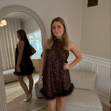 Thea Paillet Kjole - Mørkebrun - ByStenholt.dk