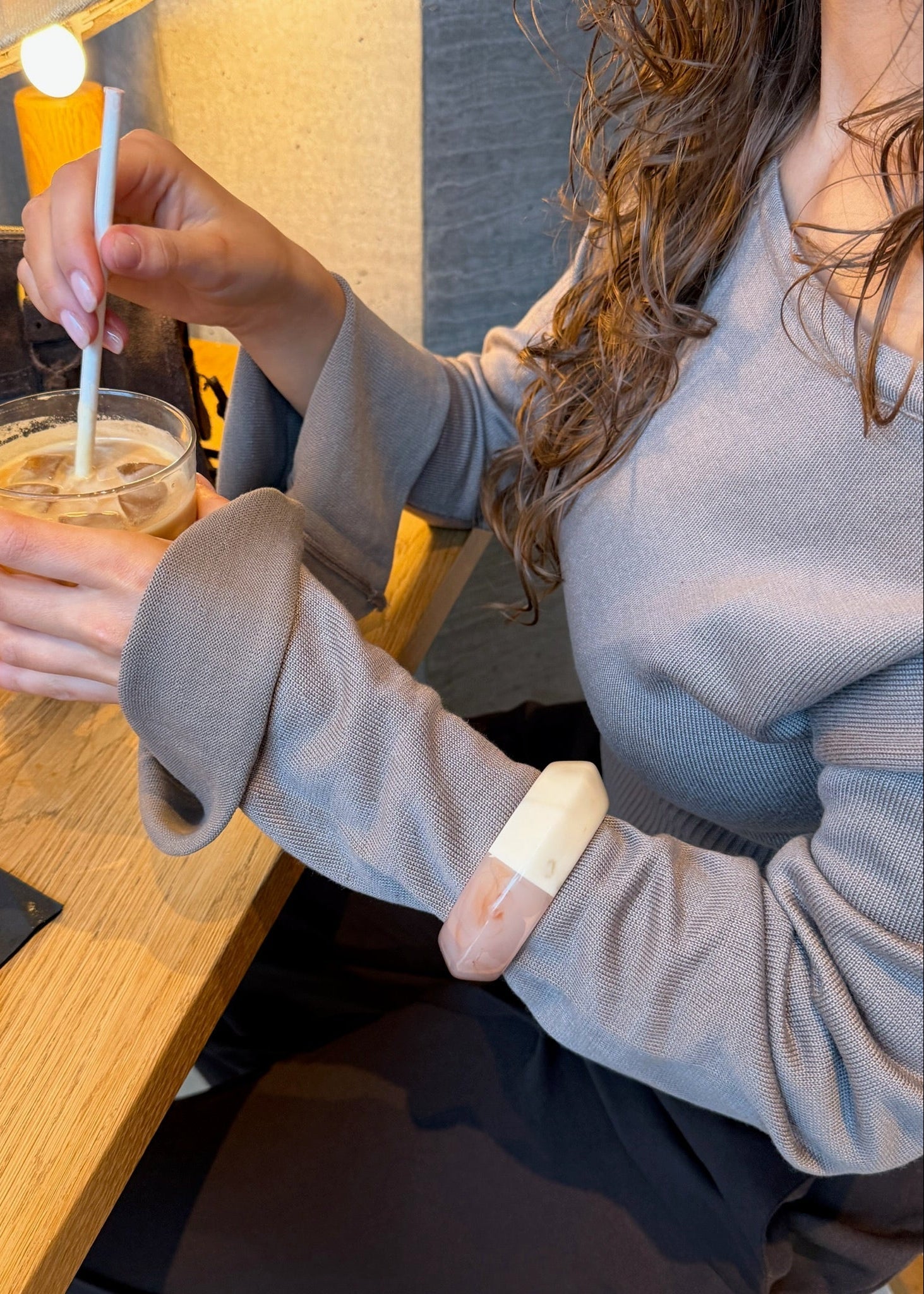 Tofarvet Chunky Bangle - Lyserød - ByStenholt.dk