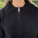 Zip Knit Cardigan - Svart